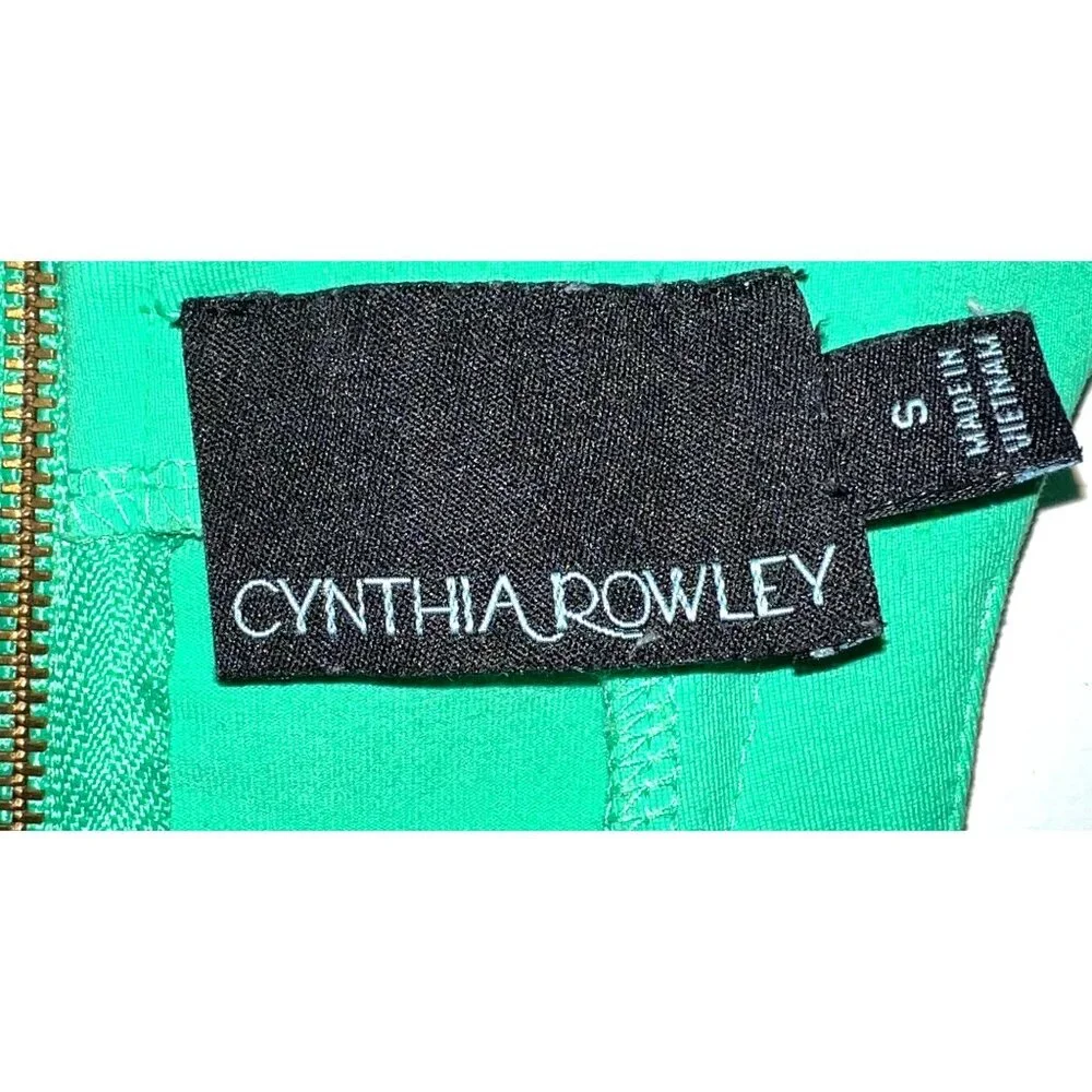 Cynthia Rowley Green Dress Small Fitted Bodice & Flared Skirt Back Zipper - Picture 3 of 3